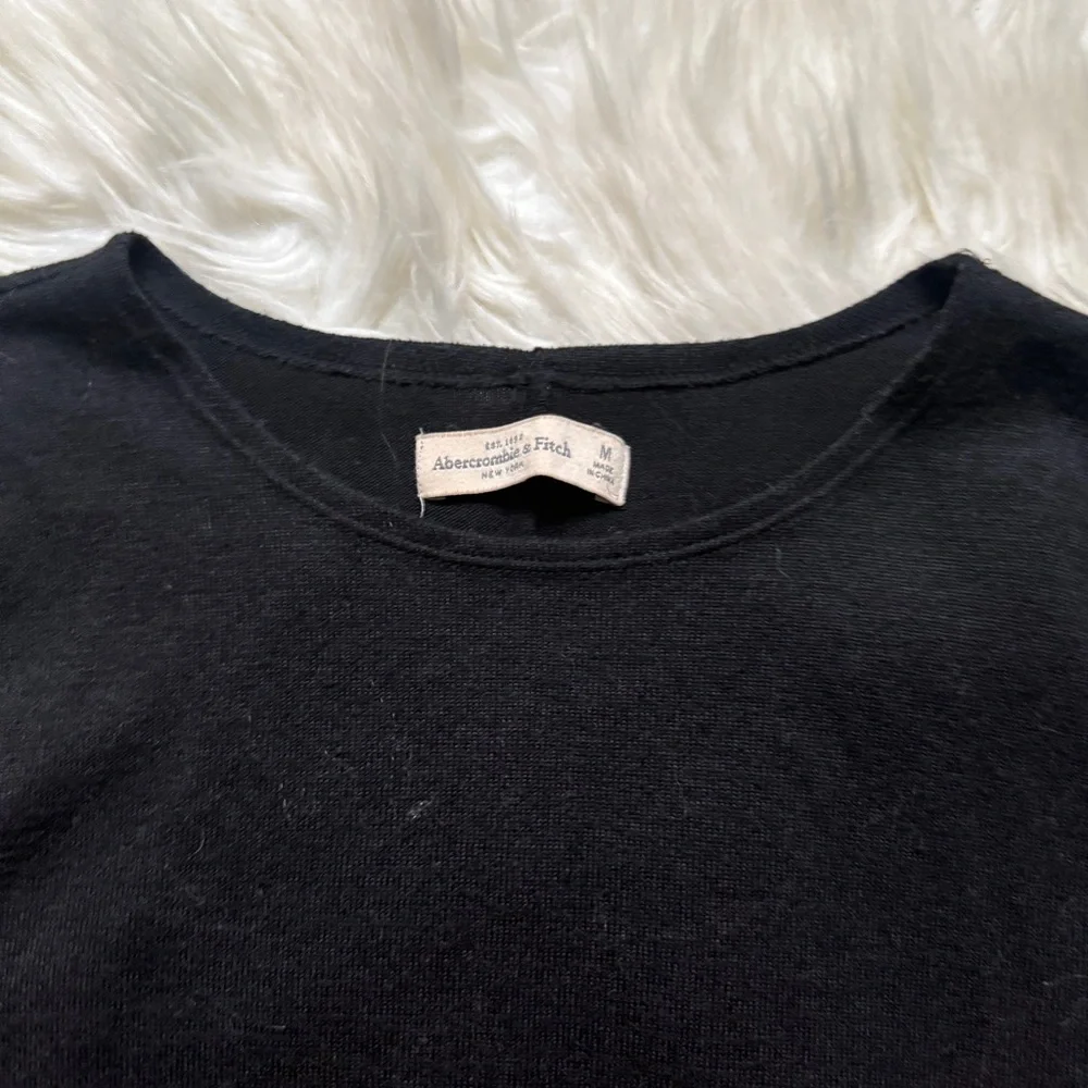 Abercrombie & Fitch Knit Long Sleeve Shirt Dress Black Size Medium - Picture 5 of 8